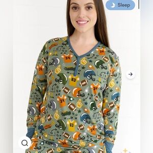 Little Sleepies Women’s Football Pajama Top Size Medium